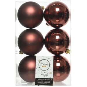 Набор пластиковых шаров Шоколадный Трюфель 8 см, 6 шт, mix Kaemingk/Winter Deco фото 1