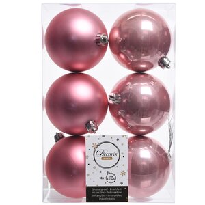 Набор пластиковых шаров Благородный Розовый 8 см, 6 шт, mix Kaemingk/Winter Deco фото 2