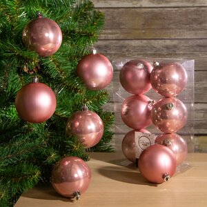 Набор пластиковых шаров Благородный Розовый 8 см, 6 шт, mix Kaemingk/Winter Deco фото 1