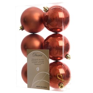 Набор пластиковых шаров Оранжевый Осенний 8 см, 6 шт, mix Kaemingk/Winter Deco фото 1