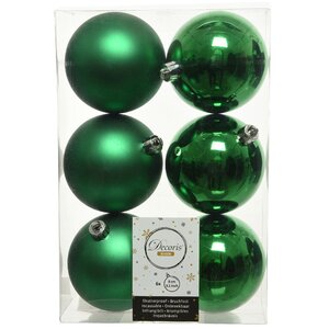 Набор пластиковых глянцевых шаров Рождественский Зеленый 8 см, 6 шт, 2 сорт