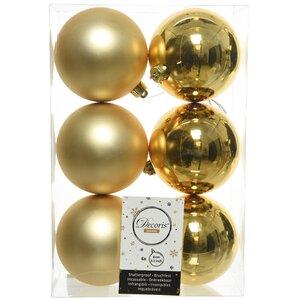 Набор пластиковых шаров Золотой 8 см, 6 шт, mix Kaemingk/Winter Deco фото 1