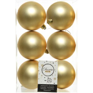 Набор пластиковых матовых шаров 8 см золотой, 6 шт