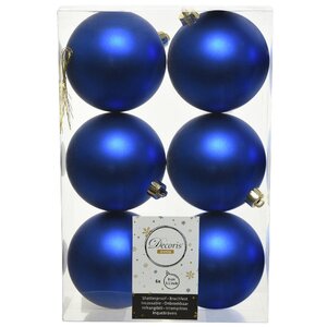Набор пластиковых матовых шаров 8 см синий королевский, 6 шт Kaemingk/Winter Deco фото 1