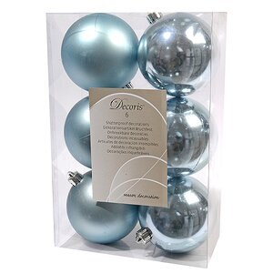Набор пластиковых шаров Небесно-голубой 8 см, 6 шт, mix Kaemingk/Winter Deco фото 1