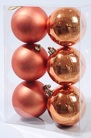 Набор пластиковых глянцевых шаров 8 см оранжевый, 6 шт Kaemingk/Winter Deco фото 1