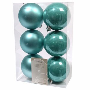 Набор пластиковых шаров Аквамарин 8 см, 6 шт, mix Kaemingk/Winter Deco фото 1