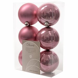 Набор пластиковых шаров Розовый Шелк 8 см, 6 шт, mix Kaemingk/Winter Deco фото 1