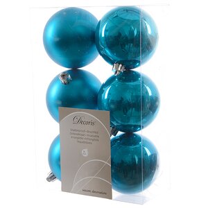 Набор пластиковых шаров Лазурный 8 см, 6 шт, mix Kaemingk/Winter Deco фото 1