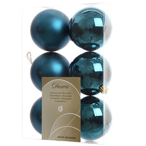 Набор пластиковых шаров Лазурный Синий 8 см, 6 шт, mix Kaemingk/Winter Deco фото 1