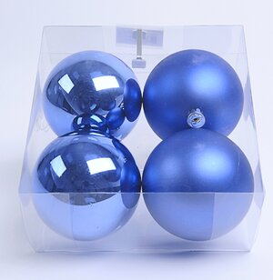 Набор пластиковых глянцевых шаров 10 см синий, 4 шт Kaemingk фото 1