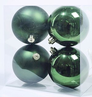 Набор пластиковых глянцевых шаров 10 см темно-зеленый, 4 шт Kaemingk фото 1
