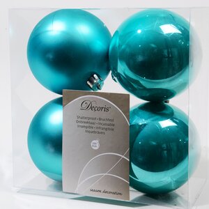 Набор пластиковых шаров Аквамарин 10 см, 4 шт, mix Kaemingk/Winter Deco фото 1