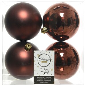 Набор пластиковых шаров Шоколадный Трюфель 10 см, 4 шт, mix Kaemingk/Winter Deco фото 1