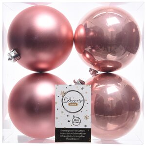 Набор пластиковых шаров Благородный Розовый 10 см, 4 шт, mix Kaemingk/Winter Deco фото 1