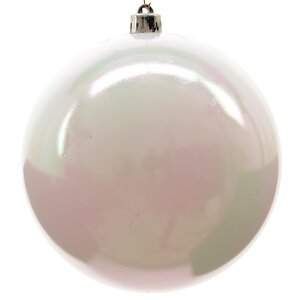 Пластиковый шар 14 см белый перламутр глянцевый Kaemingk/Winter Deco фото 3