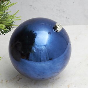 Пластиковый шар 14 см синий бархат глянцевый Winter Deco фото 1
