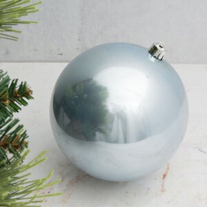 Пластиковый шар 14 см голубой шелк глянцевый