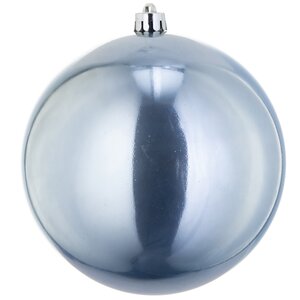 Пластиковый шар 20 см серебряно-голубой глянцевый Kaemingk/Winter Deco фото 1