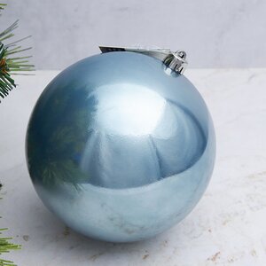 Пластиковый шар 14 см голубой туман глянцевый Kaemingk/Winter Deco фото 1