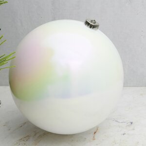 Пластиковый шар 20 см белый перламутр глянцевый Kaemingk/Winter Deco фото 1