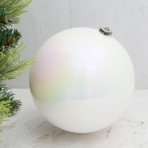 Пластиковый шар 20 см белый перламутр глянцевый