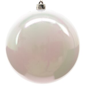 Пластиковый шар 20 см белый перламутр глянцевый Kaemingk/Winter Deco фото 2