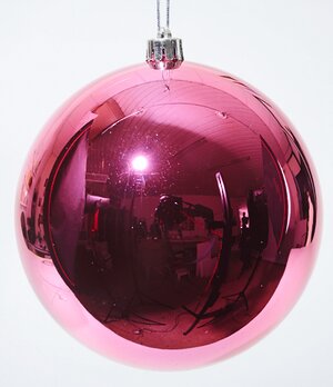 Пластиковый глянцевый шар 20 см, ярко розовый Kaemingk фото 1