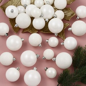 Набор пластиковых шаров Luminous - Белый, 4-6 см, 30 шт Kaemingk/Winter Deco фото 1