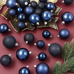 Набор пластиковых шаров Luminous - Синий Бархат, 4-6 см, 30 шт Kaemingk/Winter Deco фото 3