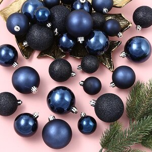 Набор пластиковых шаров Luminous - Синий Бархат, 4-6 см, 30 шт Kaemingk/Winter Deco фото 1