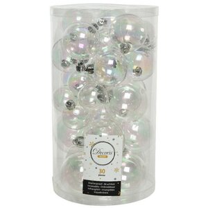 Набор пластиковых шаров Luminous - Прозрачный Перламутр, 4-6 см, 30 шт Winter Deco фото 2