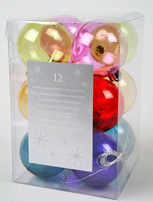 Набор пластиковых шаров Мыльные Пузыри 6 см прозрачный разноцветный, 12 шт Kaemingk фото 1