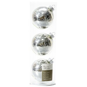 Набор стеклянных елочных шаров Совершенство 7 см серебряный, 3 шт Kaemingk фото 3