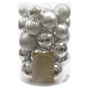 Набор пластиковых шаров Grande Collection - Серебряный 34 шт, mix Kaemingk фото 2