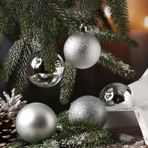 Коллекция пластиковых шаров Gracy - Silver 6 см, 30 шт, mix Kaemingk/Winter Deco фото 1
