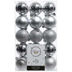 Коллекция пластиковых шаров Gracy - Silver 6 см, 30 шт, mix