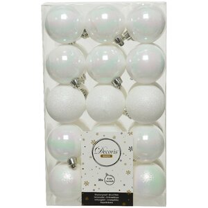 Коллекция пластиковых шаров Gracy - Белый перламутр 6 см, 30 шт Kaemingk/Winter Deco фото 2