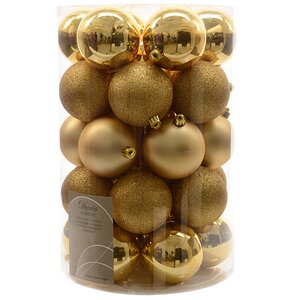 Набор пластиковых шаров Золотая Коллекция 8 см, 34 шт, mix