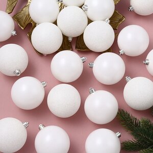 Набор пластиковых шаров Luminous - Белый, 8 см, 34 шт Kaemingk/Winter Deco фото 1