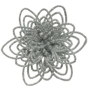 Декоративный цветок Аделис 10 см, серебряный, 3 шт, клипса Kaemingk фото 1