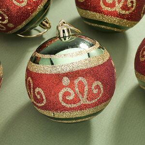 Набор пластиковых шаров Опера 8 см зеленый бархат, 12 шт Kaemingk фото 2