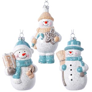 Набор пластиковых елочных игрушек Снежное Трио в голубом 12 см, 3 шт, подвеска Kaemingk фото 1
