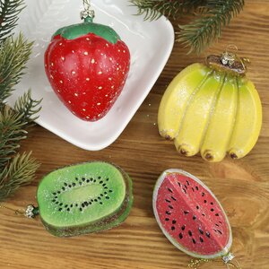 Набор елочных игрушек Фрукты - Summer Fruits 11 см, 4 шт, пластик, подвеска Kaemingk фото 1