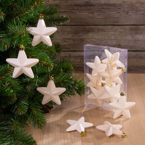 Набор елочных игрушек Звезды 8 см молочный, 6 шт, подвеска Winter Deco фото 4