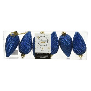 Елочная игрушка Шишка Alto - Королевский Синий 8 см, 6 шт, пластик, подвеска Kaemingk фото 1