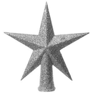 Верхушка Искристая Звезда 12 см серебряная