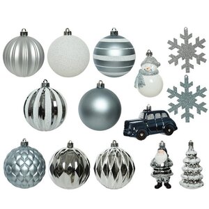 Набор елочных игрушек Новогодняя Сказка 8-12 см, 25 шт, арктический голубой с серебряным, пластик Kaemingk фото 4