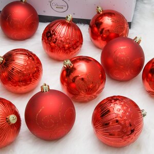 Набор пластиковых шаров Christmas Salute: Красный 10 см, 36 шт Kaemingk фото 2