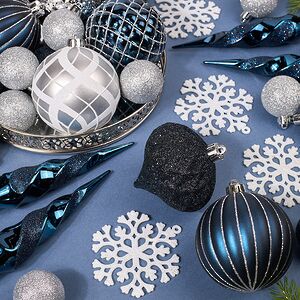 Набор елочных игрушек Glory Brilliance 50 шт бело-синий, 5-16 см, пластик Kaemingk фото 2